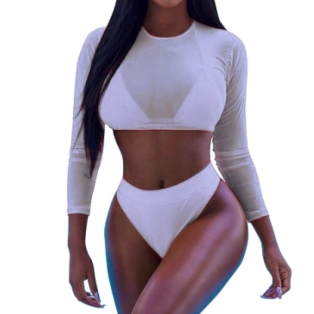 Sheer Mesh Bikini 3-piece - White